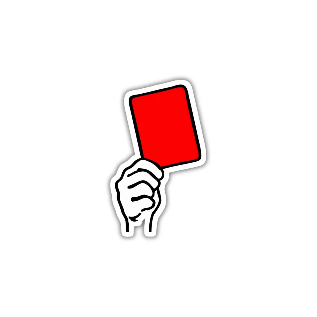 Red Card design sticker with durable finish, high-quality printing and zero-residue removal by Drache