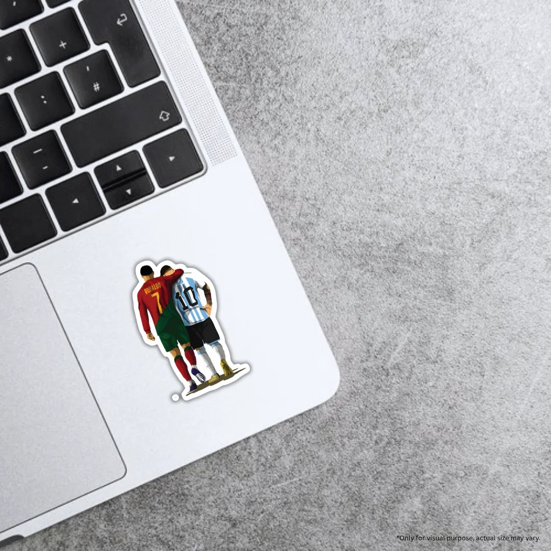 Ronaldo Messi sticker featuring premium printing, waterproof quality and scratch-resistant finish by Drache