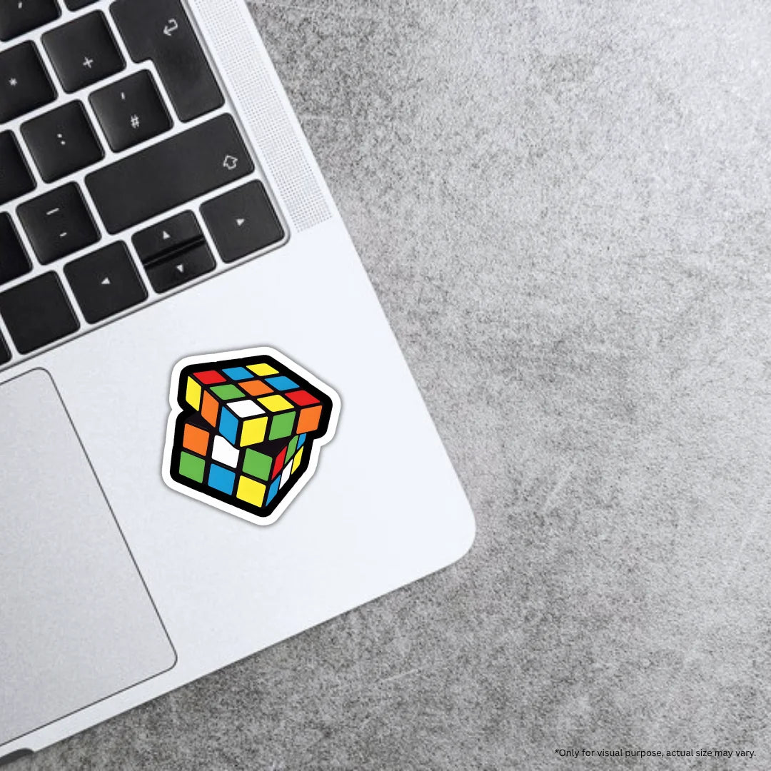 Rubik’s Cube sticker featuring a colorful puzzle and brain-teaser-inspired design, premium printing, waterproof quality and scratch-resistant finish