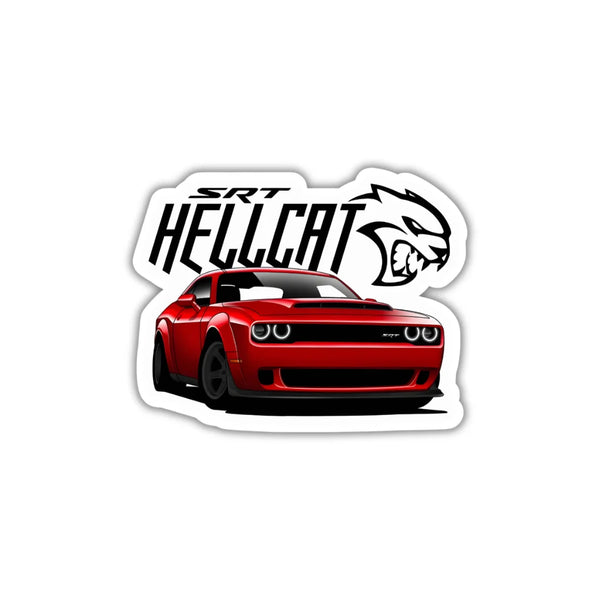 SRT Hellcat sticker featuring an aggressive automotive design, premium printing, waterproof quality and scratch-resistant finish