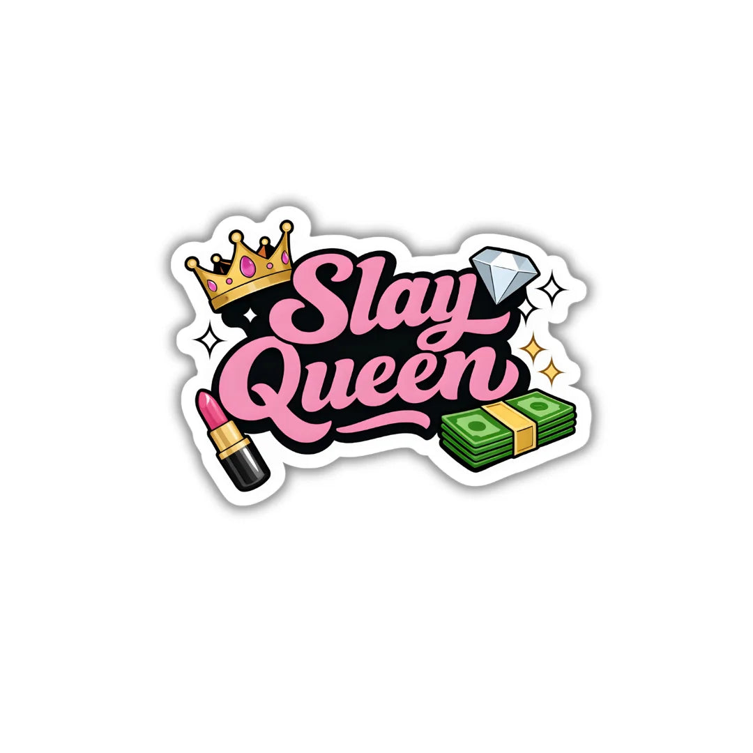 Slay Queen design sticker with stylish high-quality printing, durable finish and zero-residue removal by Drache