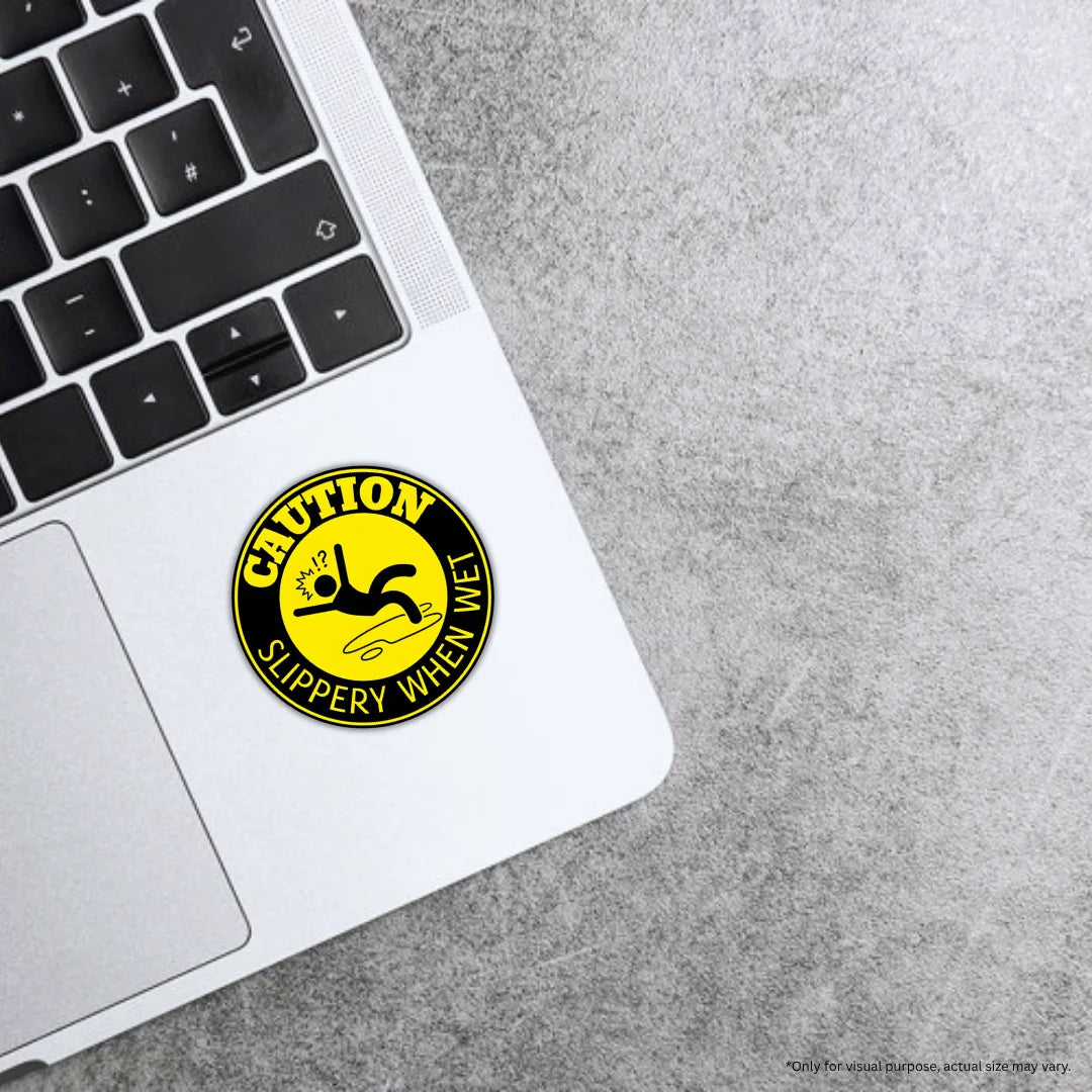 Slippery When Wet sticker featuring a playful warning and humorous design, premium printing, waterproof quality and scratch-resistant finish