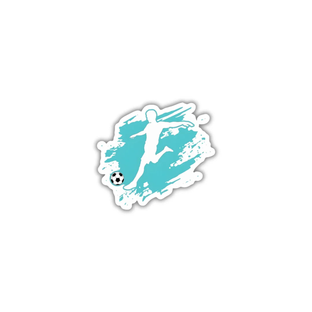 Soccer Kick themed sticker with premium printing, waterproof quality and scratch-resistant finish by Drache