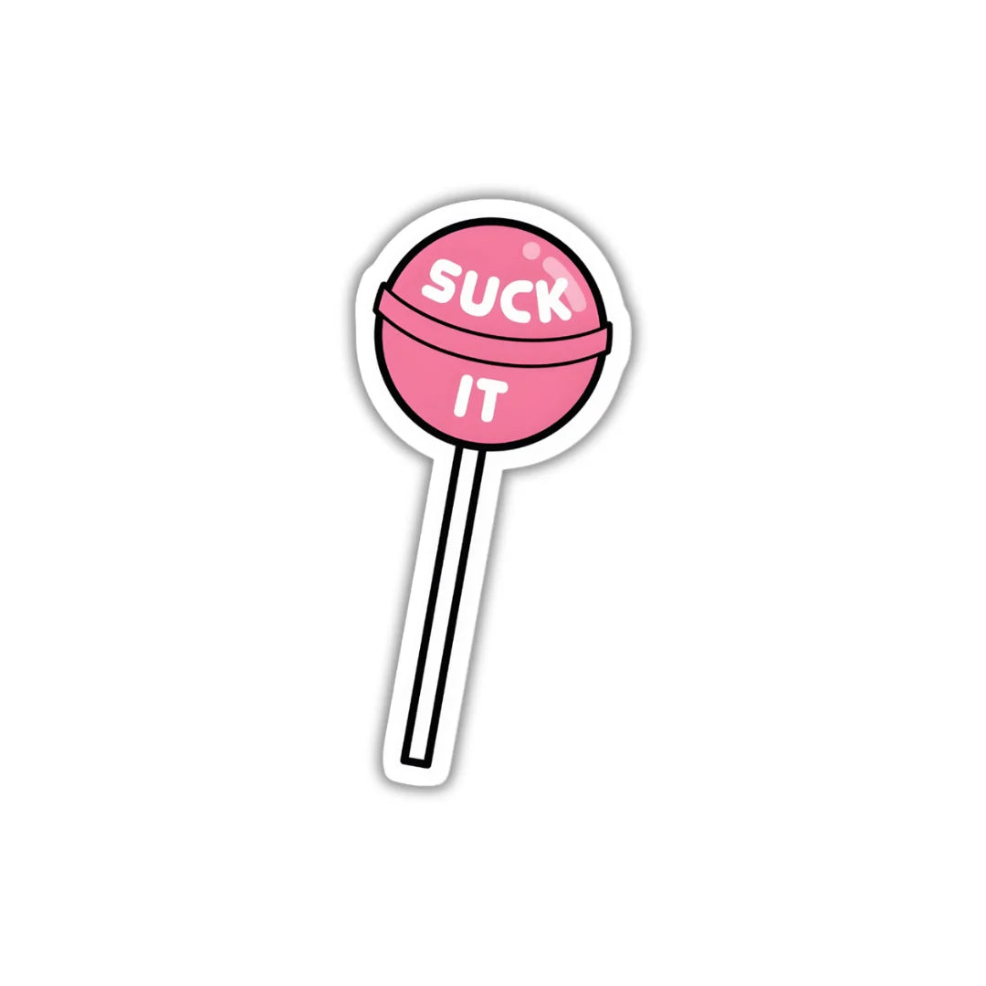 Suck It Lolipop design sticker with stylish high-quality printing, durable finish and zero-residue removal by Drache