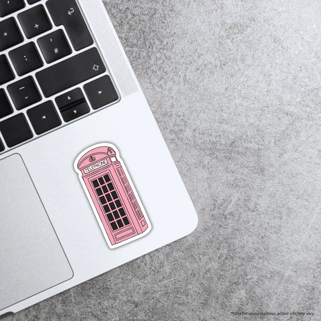 Telephone Booth sticker featuring a classic vintage-inspired design, premium printing, waterproof quality and scratch-resistant finish