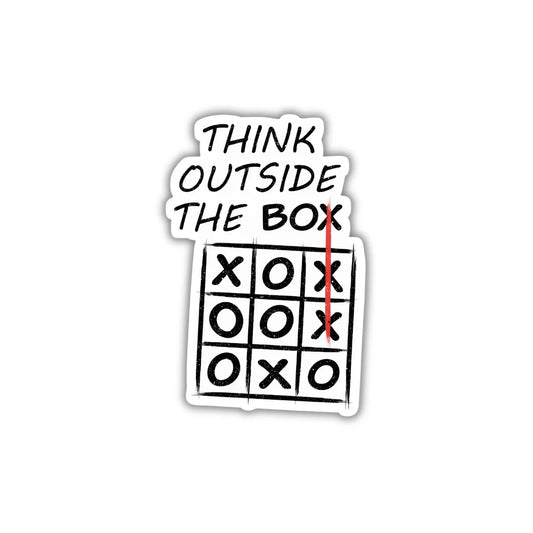 Think Outside the Box design sticker with stylish high-quality printing, durable finish and zero-residue removal by Drache