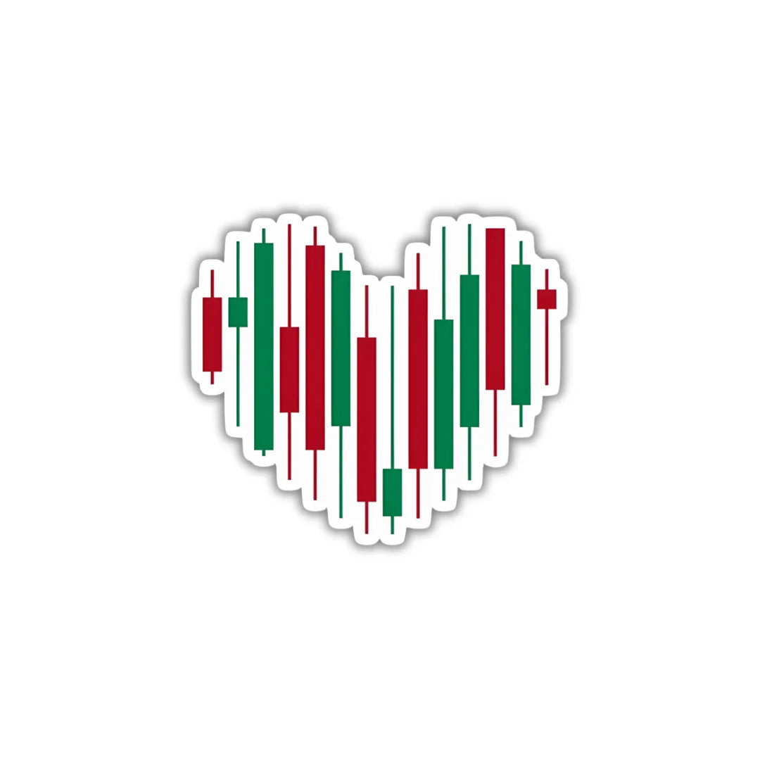 Trading Heart sticker featuring a bold trading and finance-inspired design, premium printing, waterproof quality and scratch-resistant finish