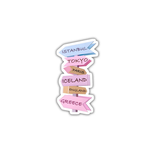 Travel Board themed sticker with durable construction, vivid printing and zero-residue removal by Drache