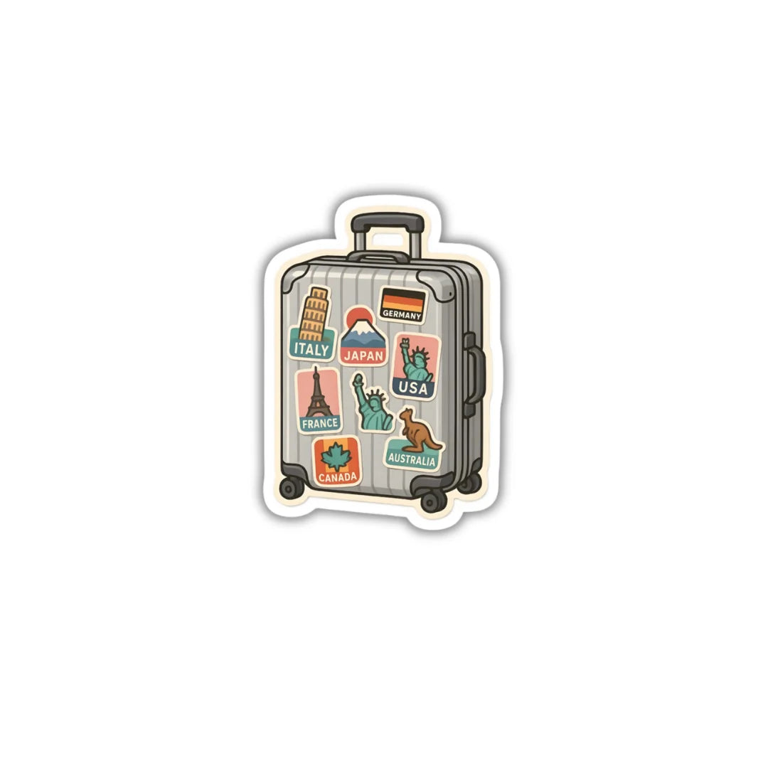 Travel Suitcase themed sticker featuring high-quality printing, durable finish and zero residue by Drache