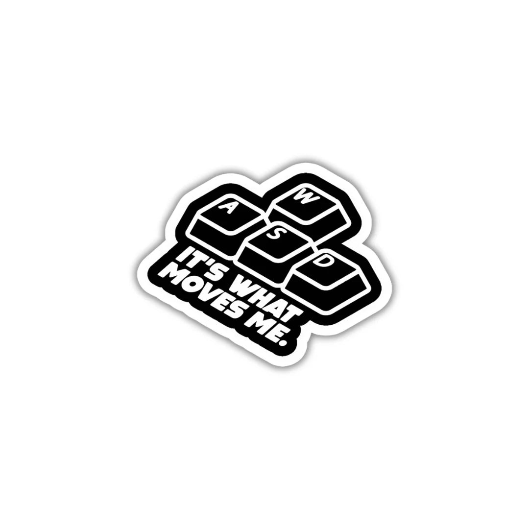 WASD Keys sticker featuring a classic gaming keyboard control design, premium printing, waterproof quality and scratch-resistant finish