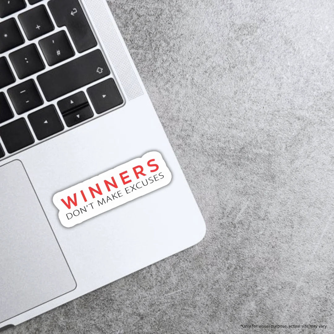 Winner Quote sticker featuring a powerful success and motivational design, premium printing, waterproof quality and scratch-resistant finish